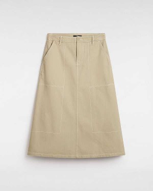 Beige Vans Codey Long Flare Utility Women Skirt | VN4812056