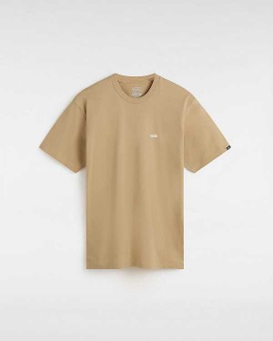 Beige Vans Left Chest Logo Men T Shirts | VN2394781