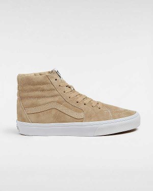 Beige Vans Sk8-Hi Pig Suede Men Skate Shoes | VN9851234