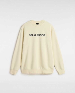 Beige Vans Tell a Friend Crew Men Sweatshirt | VN6935217