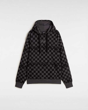 Black Vans Allover Check Women Hoodie | VN3482915