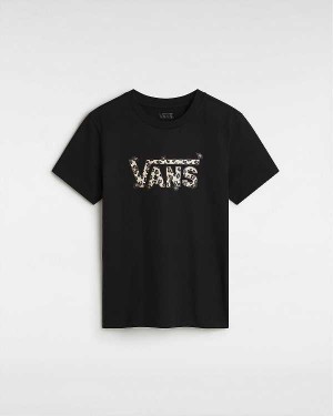 Black Vans Animalier Crew Women T Shirts | VN9186403