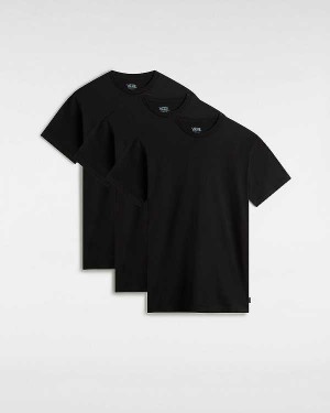 Black Vans Basic (3 pack) Men T Shirts | VN0279348