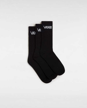 Black Vans Classic Crew (3 pairs) Unisex Socks | VN4512860