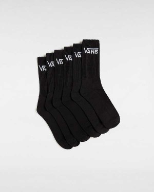 Black Vans Classic Crew (6 Pairs) Unisex Socks | VN5642310