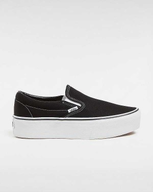 Black Vans Classic Slip-On Women Platform Shoes | VN8207691