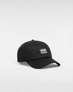 Black Vans Court Side Curved Bill Jockey Unisex Hats | VN4531076