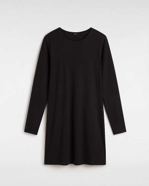 Black Vans Drew Rib Long Sleeve Women T Shirts | VN2107985