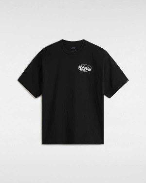 Black Vans Global Line Men T Shirts | VN3789501