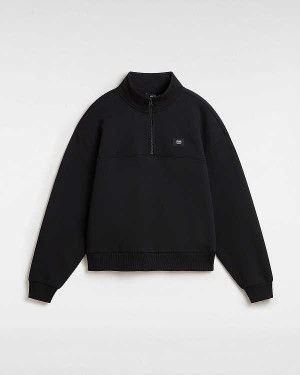 Black Vans Leighton Mock Neck Women Sweatshirt | VN0491653