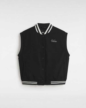 Black Vans Piper Stadium Women Vest | VN5280479