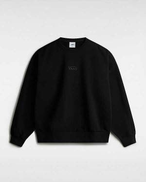 Black Vans Premium Logo Crew Women Sweatshirt | VN5278096