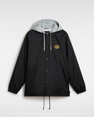 Black Vans Riley II Coach Men Jacket | VN4725031