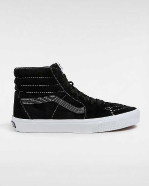 Black Vans Sk8-Hi Pig Suede Men Skate Shoes | VN1836472