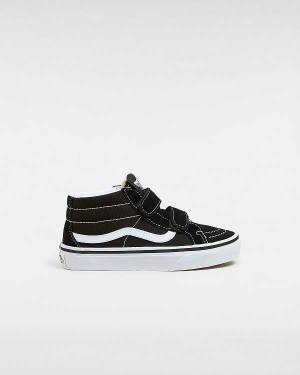 Black Vans Sk8-Mid Reissue Hook and Loop (4-8 years) Kids' Sneakers | VN1280953