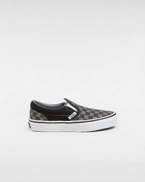 Black / White Vans Checkerboard Classic (4-8 years) Kids' Slip On Shoes | VN3185704