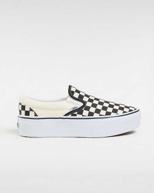 Black / White Vans Classic Slip-On Women Platform Shoes | VN0234651