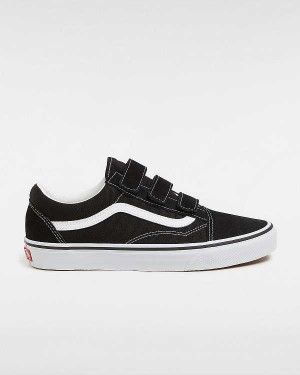 Black / White Vans Suede/Canvas Old Skool Hook And Loop Men Sneakers | VN2083571