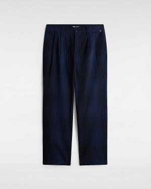 Blue Vans Authentic Chino Loose Tapered Plaid Men Pants | VN2061758