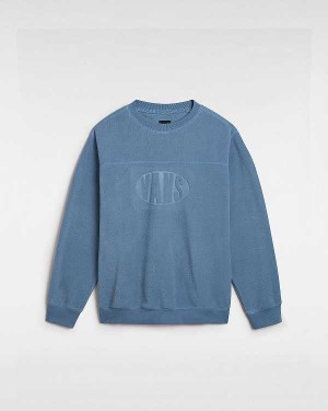 Blue Vans Carlo Polar Fleece Loose Crew Men Sweatshirt | VN5012938