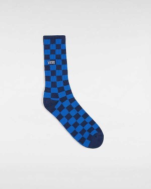 Blue Vans Checkerboard Crew (1 Pair) Unisex Socks | VN6814273