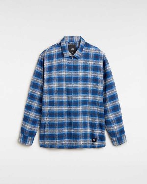 Blue Vans Montwood Zip Flannel Women Shirts | VN0392578