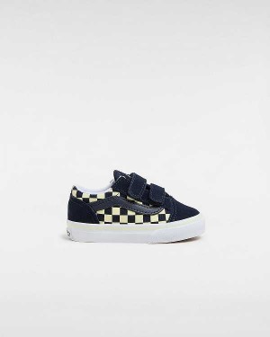 Blue Vans Old Skool Hook and Loop Glow (1-4 Years) Kids' Sneakers | VN2546831