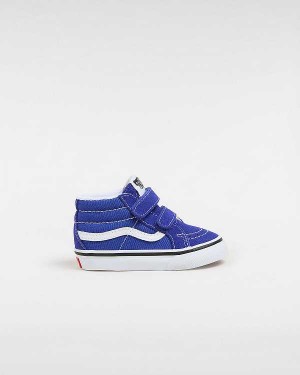 Blue Vans Sk8-Mid Reissue Hook and Loop (1-4 Years) Kids' Sneakers | VN5043782