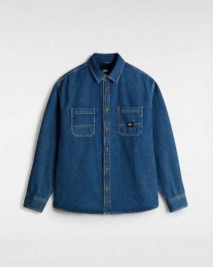 Blue Vans Stevens Denim Long Sleeve Women Shirts | VN1096783