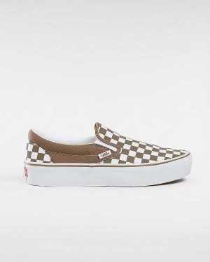 Brown Vans Classic Slip-On Women Platform Shoes | VN5038461