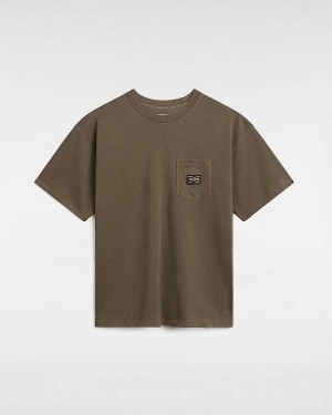 Brown Vans Hyper Patch Pocket Men T Shirts | VN8596042