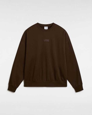 Brown Vans Premium Logo Crew Men Sweatshirt | VN3759142