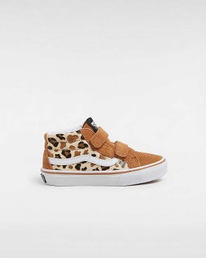 Brown Vans Sk8-Mid Reissue Hook and Loop (4-8 years) Kids' Sneakers | VN6847521