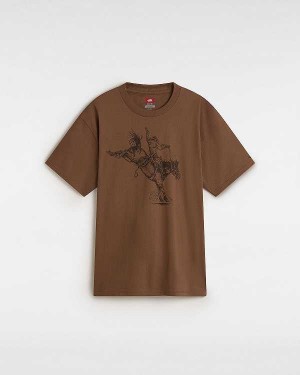 Brown Vans Skate Pedro Delfino Men T Shirts | VN4560328