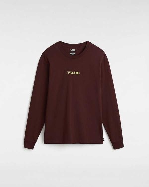 Brown Vans Vitality Fields Long Sleeve Women T Shirts | VN6972418