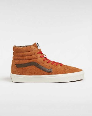 Brown / Orange Vans Sk8-Hi Pig Suede Women Skate Shoes | VN0723146