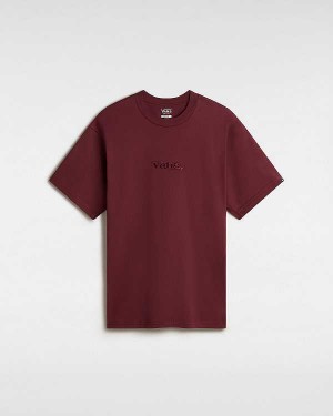 Burgundy Vans Essential Loose Men T Shirts | VN7281906