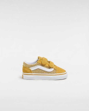 Gold Vans Old Skool Glitter (1-4 Years) Kids' Sneakers | VN3642850