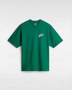 Green Vans Dettori Loose Fit Men T Shirts | VN8592607