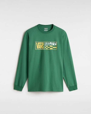 Green Vans Hi Stretch Long Sleeve Men T Shirts | VN0847253