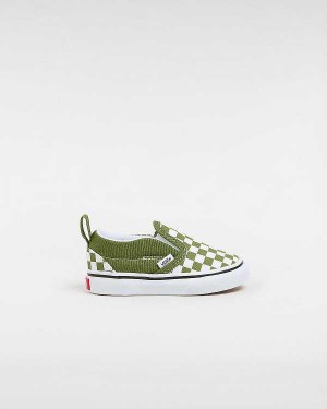 Green Vans Hook and Loop Checkerboard (1-4 Years) Kids' Slip On Shoes | VN7615930