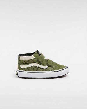 Green Vans MTE Sk8-Mid Reissue Hook and Loop (4-8 years) Kids' Sneakers | VN2843751