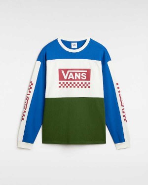 Green Vans Premium Branded Panel Long Sleeve Men T Shirts | VN3158426