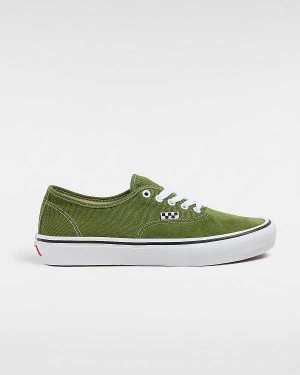 Green / White Vans Authentic Men Skate Shoes | VN5304796