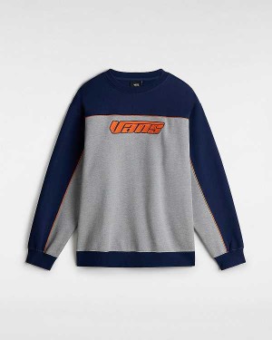 Grey Vans Retro Hook and Loop Loose Crew Men Sweatshirt | VN7693124