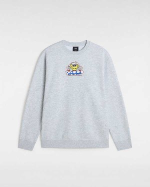 Grey Vans Soles Loose Crew Men Sweatshirt | VN2459310