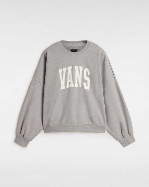 Grey Vans Stadium French Terry Loose Crew Women Sweatshirt | VN6817920