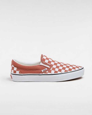 Orange Vans Classic Checkerboard Women Slip On Shoes | VN7358064