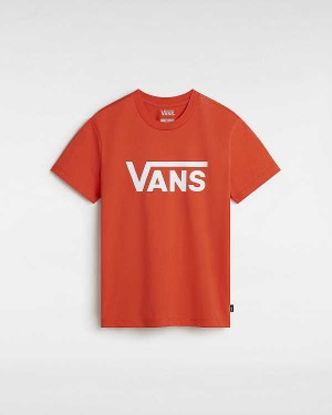 Orange Vans Flying V Crew Women T Shirts | VN4036192