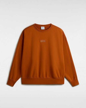 Orange Vans Premium Logo Crew Men Sweatshirt | VN5971283